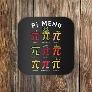 Pie Menu Funny Pi Day Pi 3 Coaster