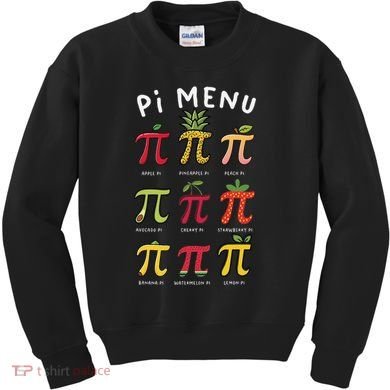Pie Menu Funny Pi Day Pi 3 Kids Sweatshirt