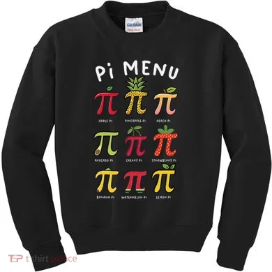 Pie Menu Funny Pi Day Pi 3 Kids Sweatshirt
