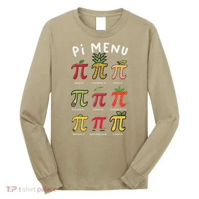 Pie Menu Funny Pi Day Pi 3 Long Sleeve Shirt