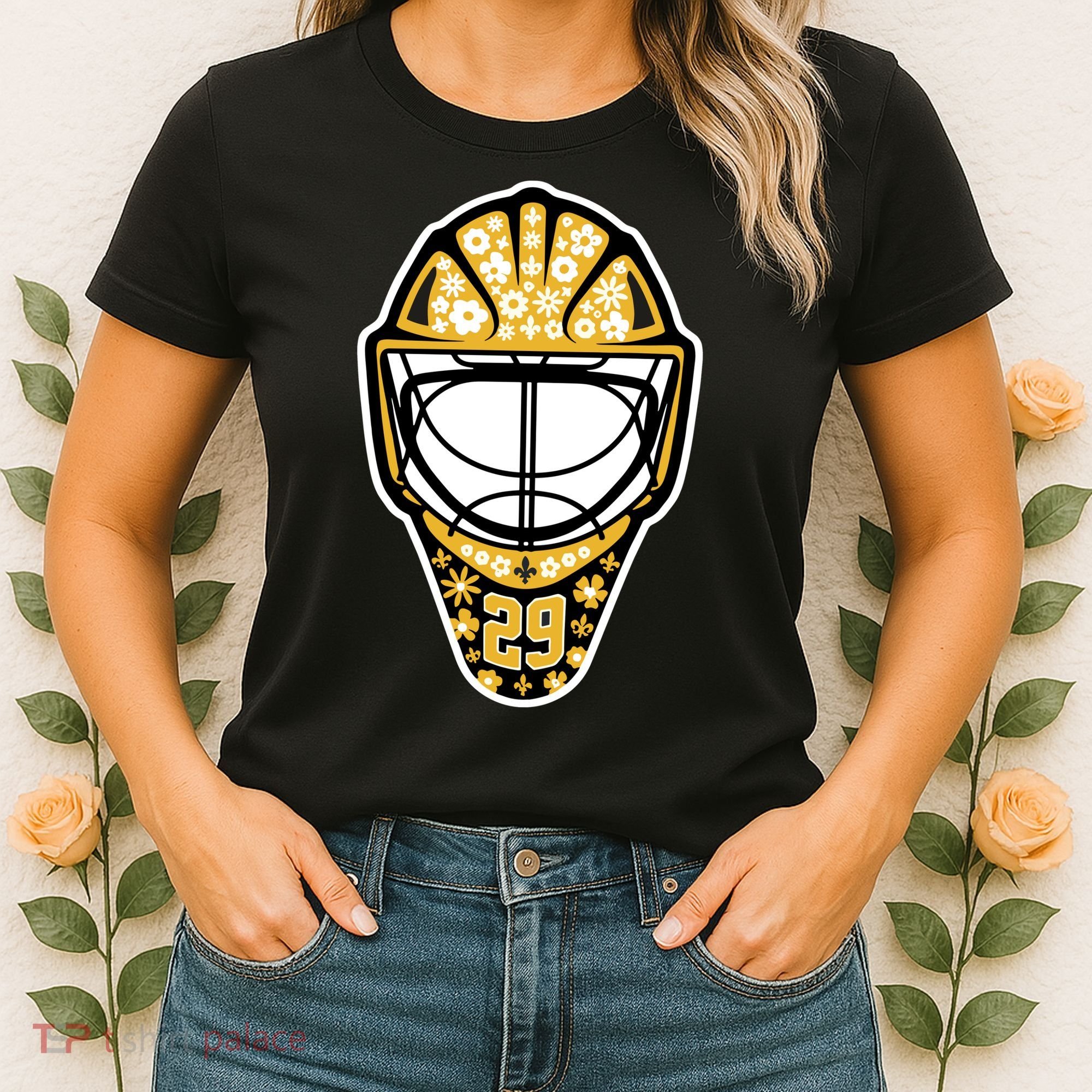 Penguins Marcandré Fleury Number 29 Flower Mask Women's T-Shirt