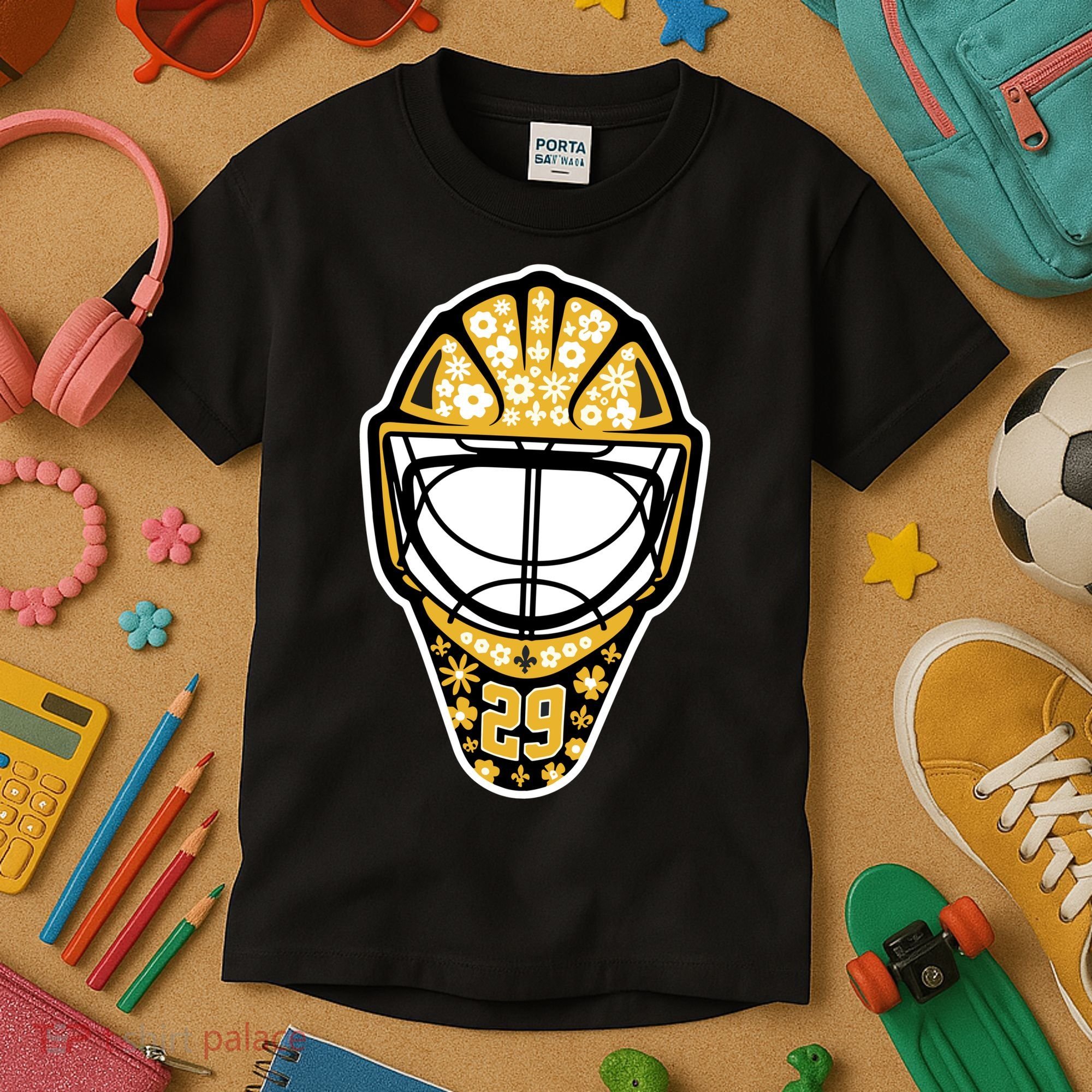Penguins Marcandré Fleury Number 29 Flower Mask Kids T-Shirt