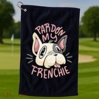 Pardon My Frenchie Bulldog Golf Towel thumb 1