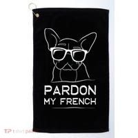 Pardon My French Frenchie Bulldog Golf Towel thumb 0