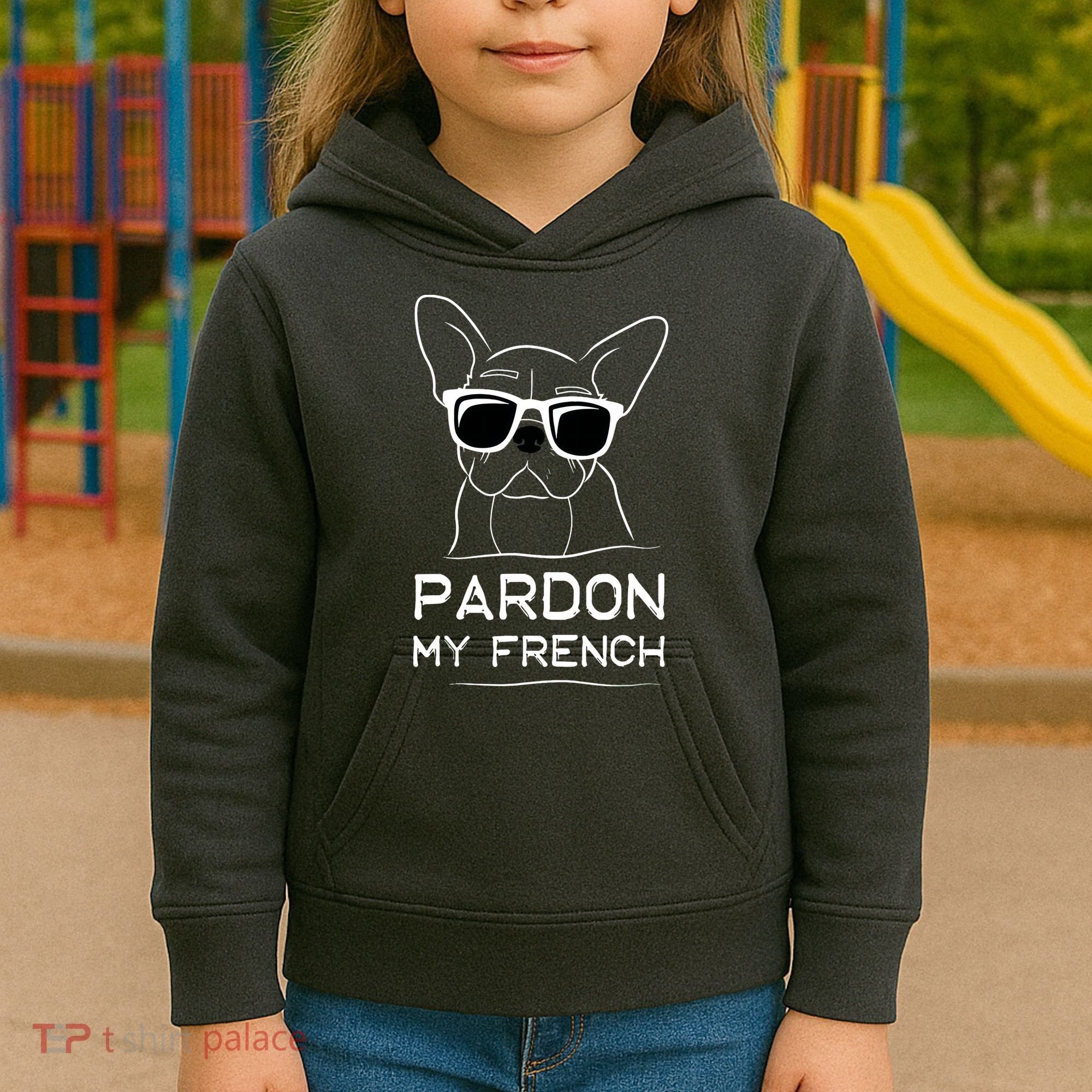 Pardon My French Frenchie Bulldog Kids Hoodie