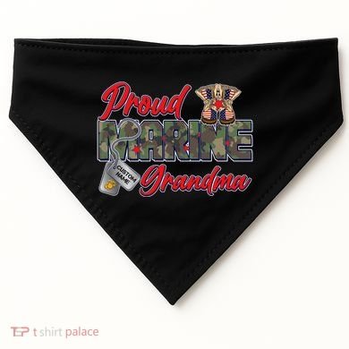 Proud Marine Grandma Personalize Dog Tags USA-Made Doggie Bandana