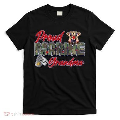 Proud Marine Grandma Personalize Dog Tags T-Shirt