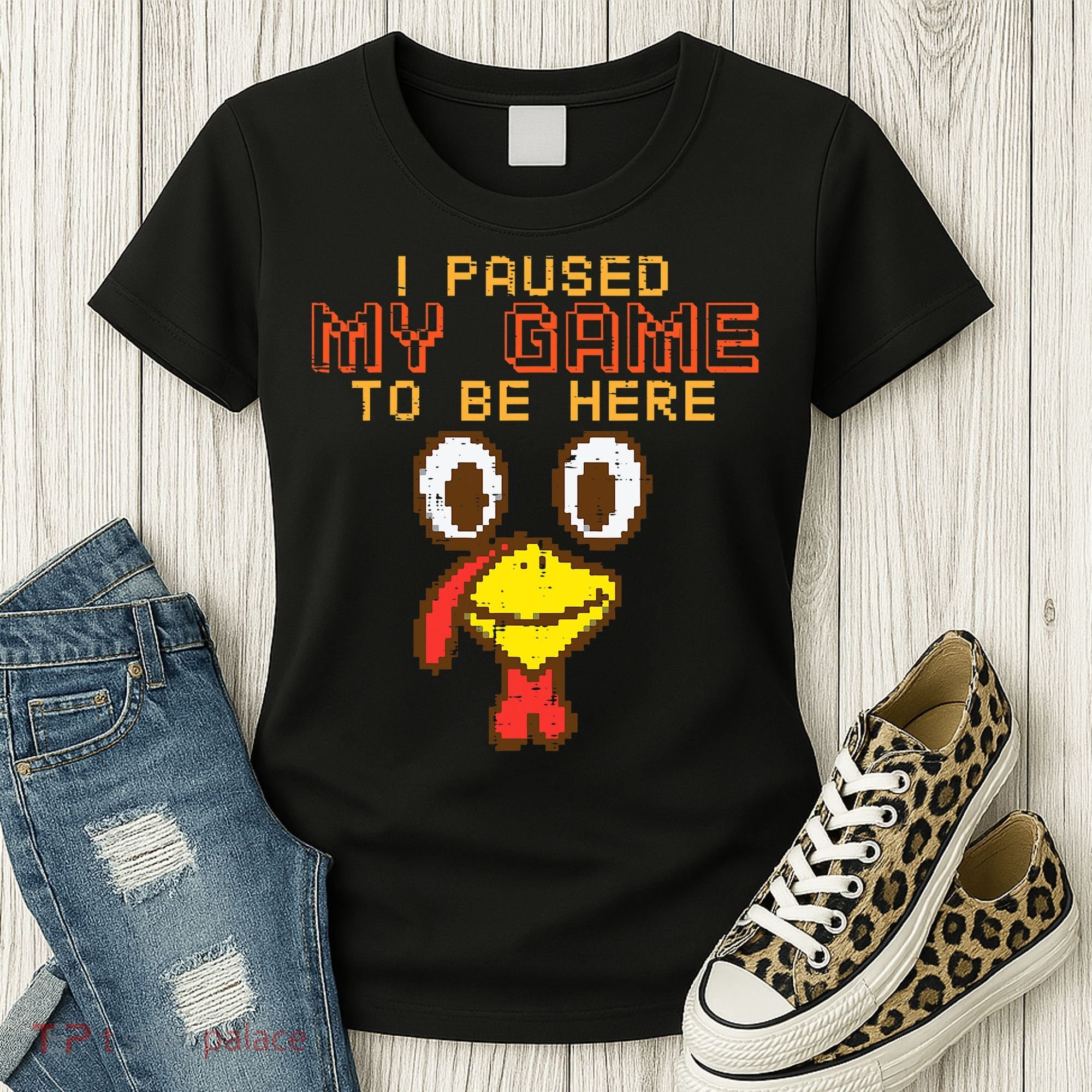Paused My Game To Be Here Turkey Gamer Thanksgiving Women's T-Shirt