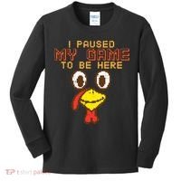 Paused My Game To Be Here Turkey Gamer Thanksgiving Kids Long Sleeve Shirt thumb 0