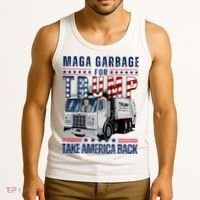 Proud Maga Garbage Trump Supporter Trump Garbage Truck Tank Top thumb 3
