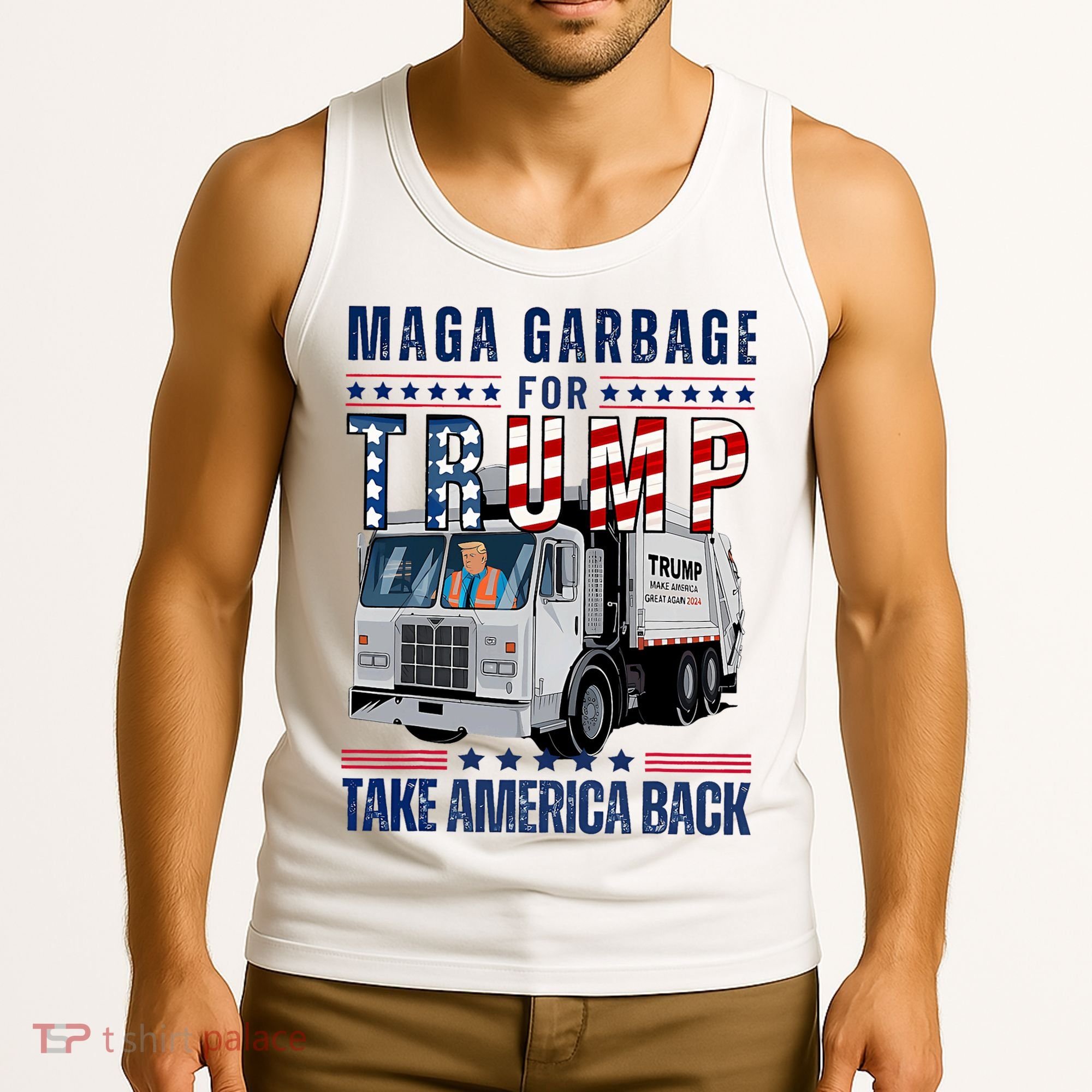 Proud Maga Garbage Trump Supporter Trump Garbage Truck Tank Top