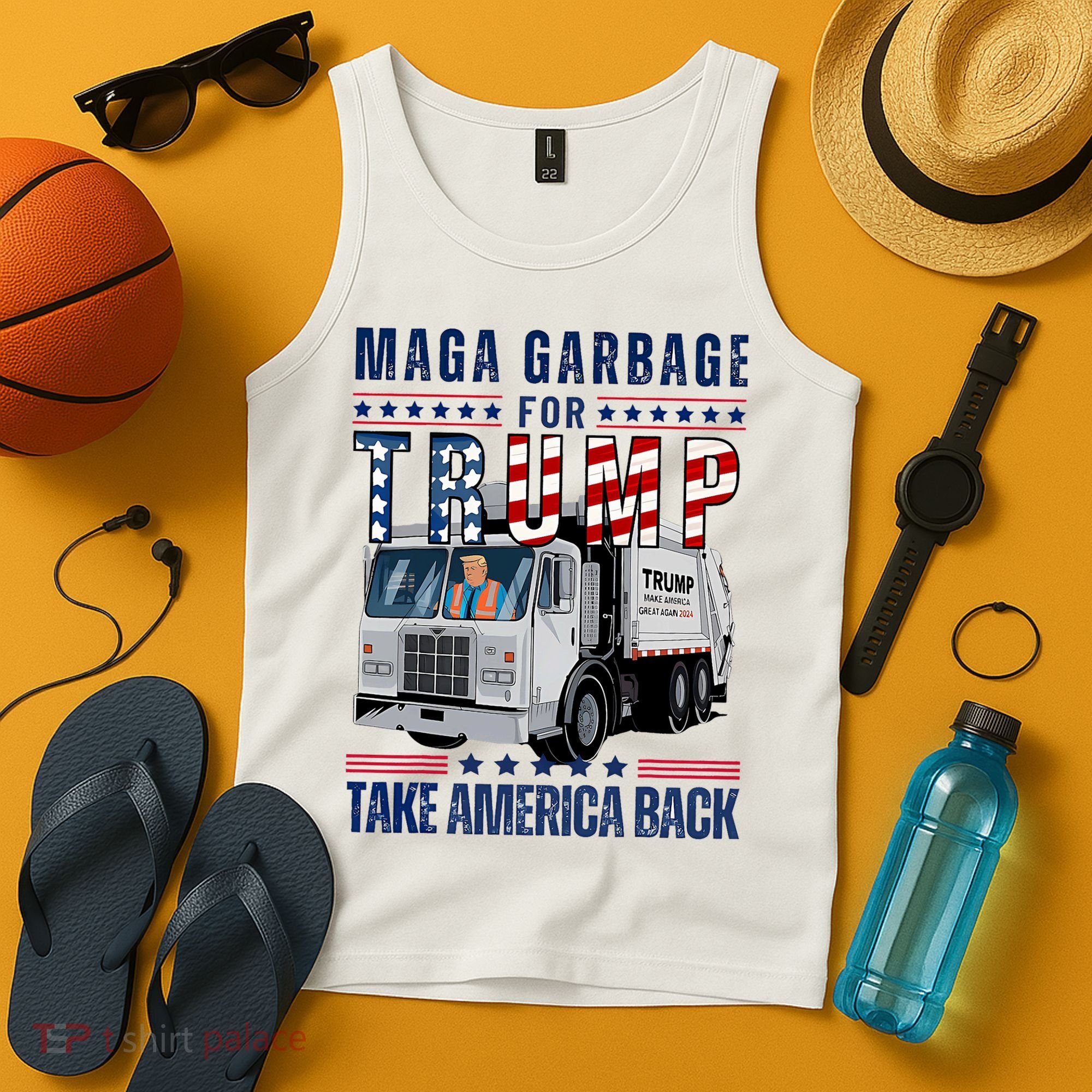Proud Maga Garbage Trump Supporter Trump Garbage Truck Tank Top