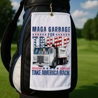 Proud Maga Garbage Trump Supporter Trump Garbage Truck Golf Towel thumb 2