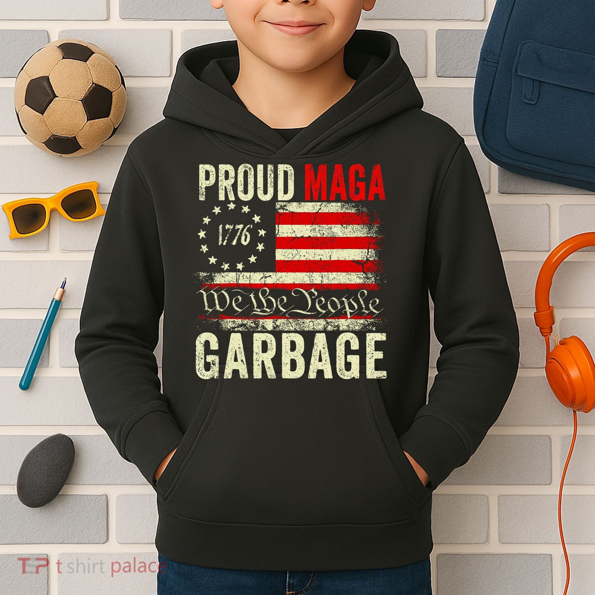Proud Maga Garbage Make American Garbage Great Again Kids Hoodie