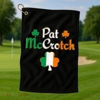 Pat Mccrotch Gift Funny St Patrick's Day Shamrock Irish Gift Golf Towel thumb 1