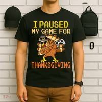 Paused My Game Thankful Video Gamer Thanksgiving T-Shirt thumb 6