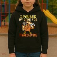Paused My Game Thankful Video Gamer Thanksgiving Kids Hoodie thumb 3