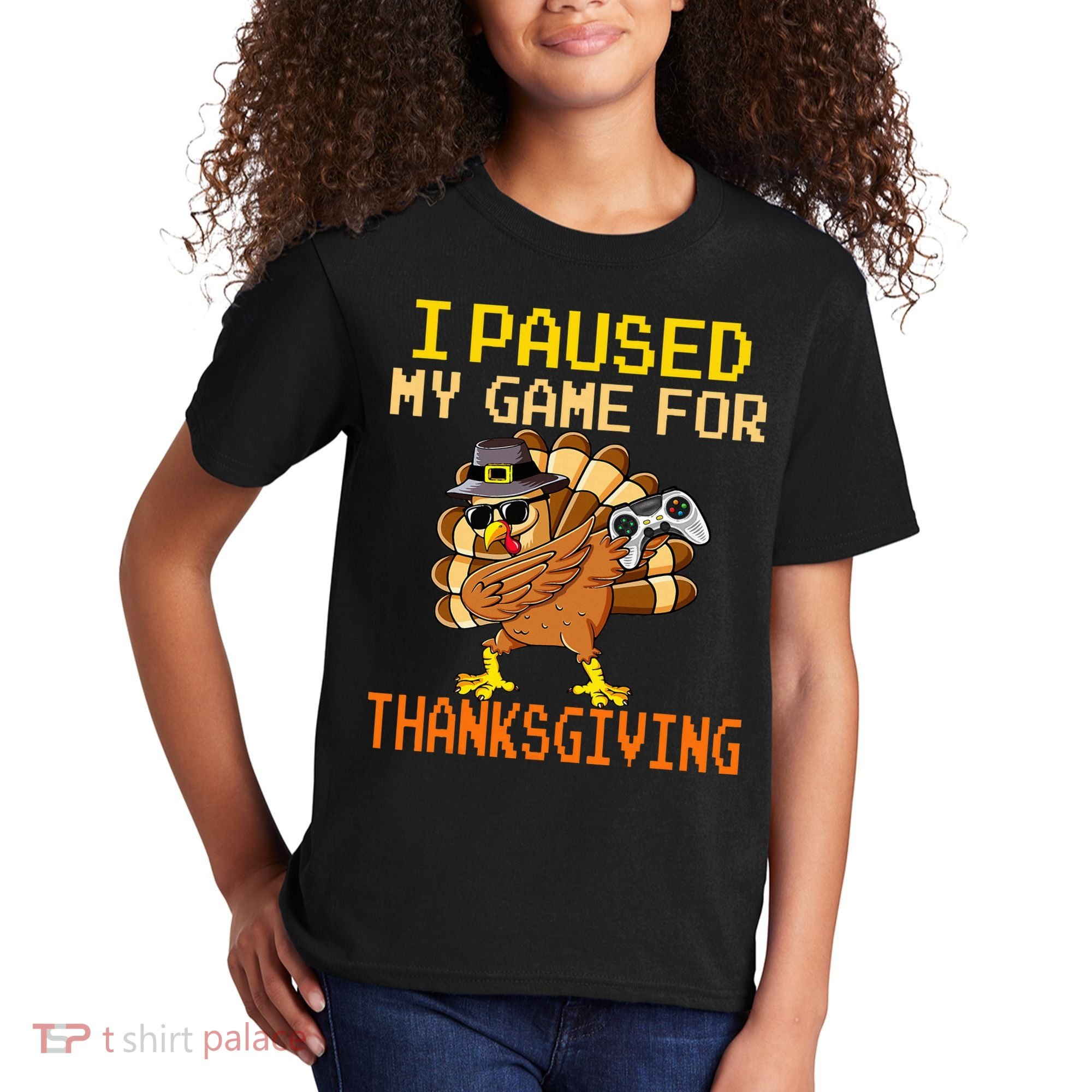 Paused My Game Thankful Video Gamer Thanksgiving Kids T-Shirt