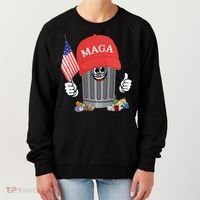 Proud Maga Garbage Trump Supporter Trash Can Cartoon Funny Gift Women's Sweatshirt thumb 0