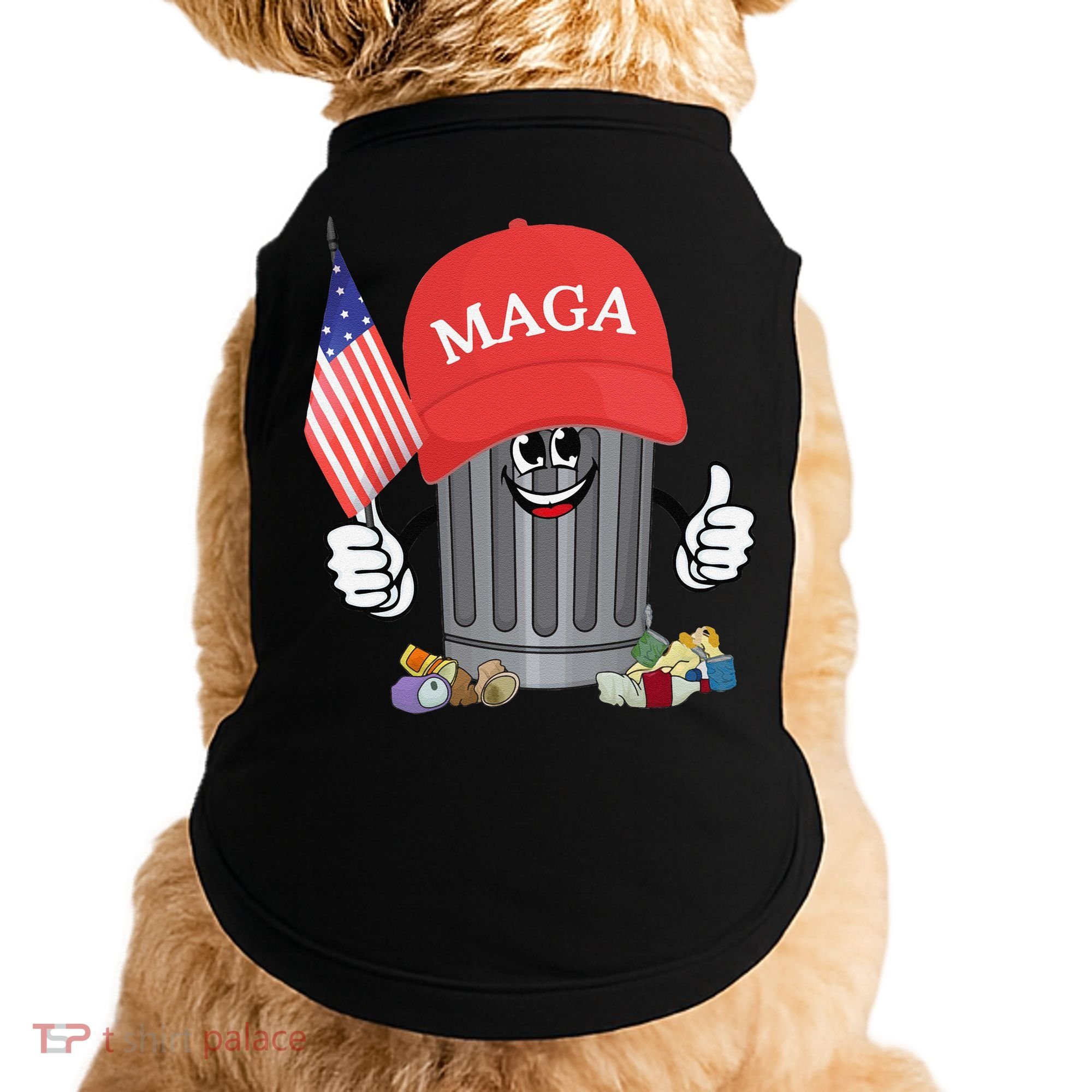 Proud Maga Garbage Trump Supporter Trash Can Cartoon Funny Gift Doggie Tank