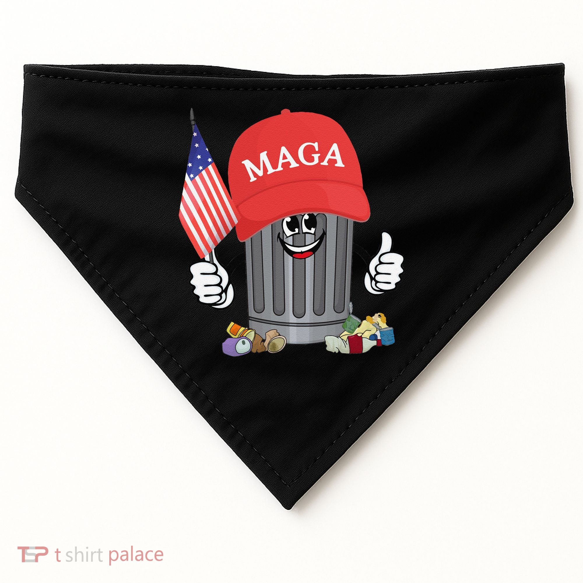 Proud Maga Garbage Trump Supporter Trash Can Cartoon Funny Gift USA-Made Doggie Bandana