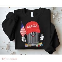 Proud Maga Garbage Trump Supporter Trash Can Cartoon Funny Gift Sweatshirt thumb 2