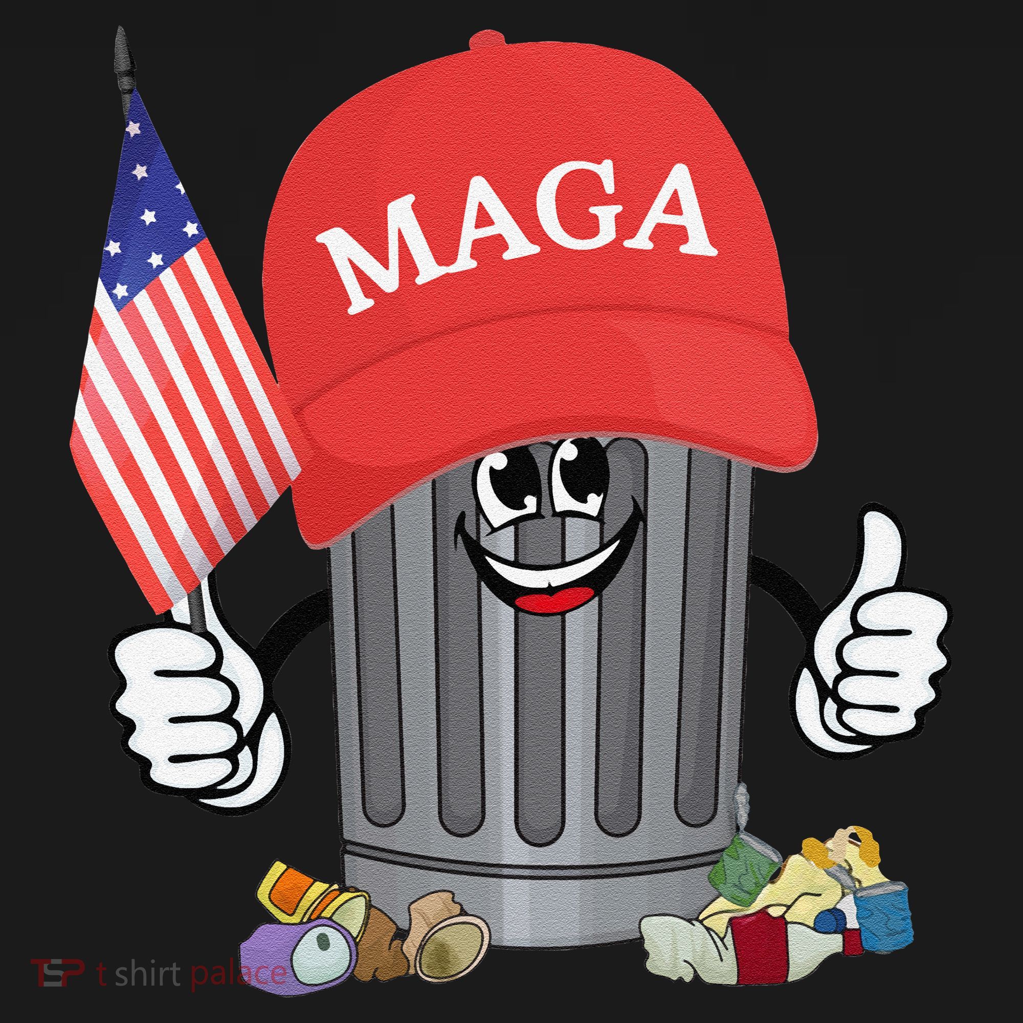 Proud Maga Garbage Trump Supporter Trash Can Cartoon Funny Gift Sweatshirt
