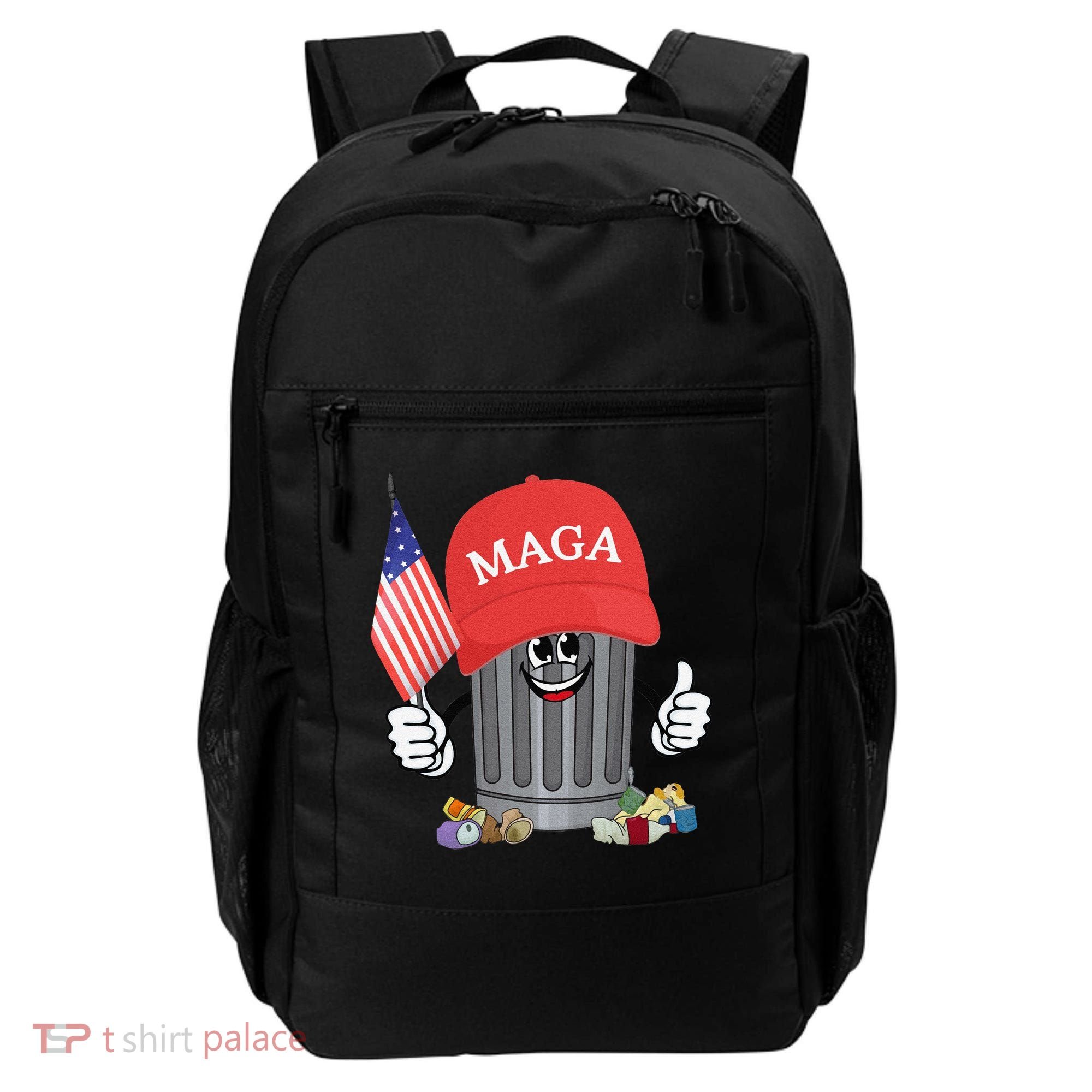 Proud Maga Garbage Trump Supporter Trash Can Cartoon Funny Gift Backpack