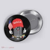 Proud Maga Garbage Trump Supporter Trash Can Cartoon Funny Gift Button thumb 0
