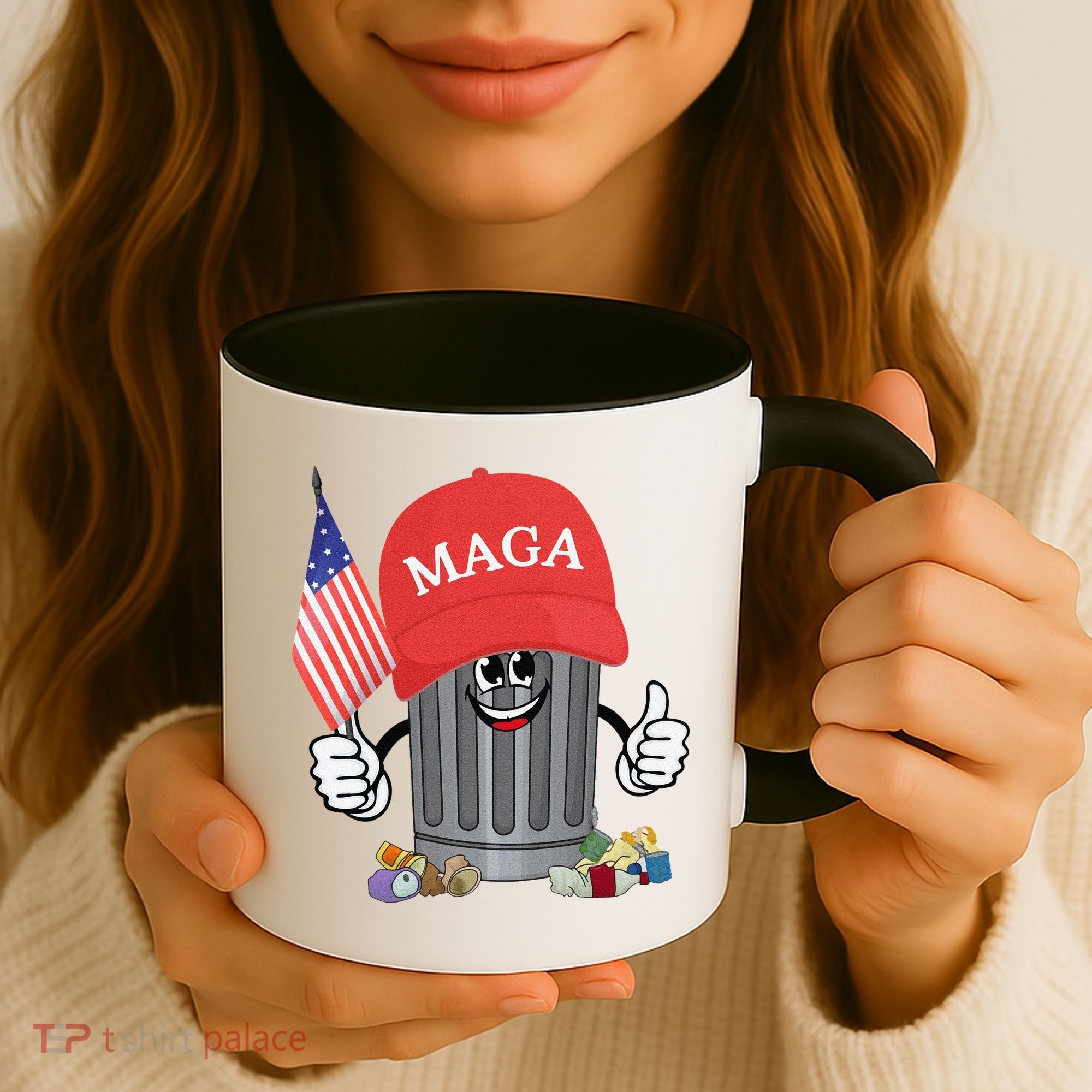 Proud Maga Garbage Trump Supporter Trash Can Cartoon Funny Gift Coffee Mug