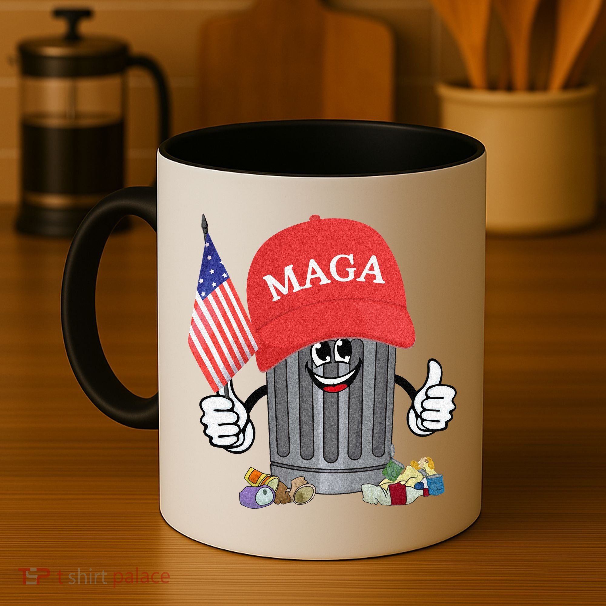 Proud Maga Garbage Trump Supporter Trash Can Cartoon Funny Gift Coffee Mug