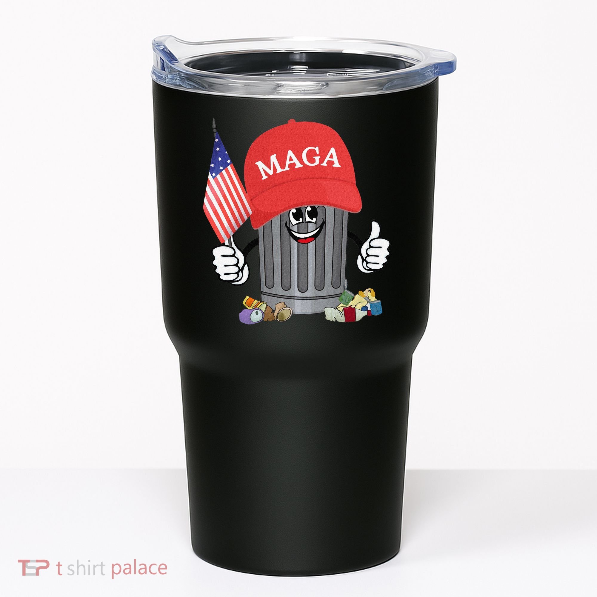 Proud Maga Garbage Trump Supporter Trash Can Cartoon Funny Gift Tumbler