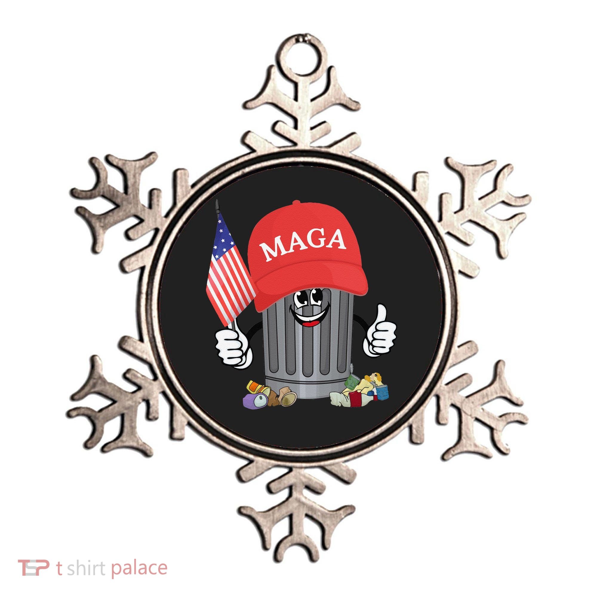 Proud Maga Garbage Trump Supporter Trash Can Cartoon Funny Gift Ornament