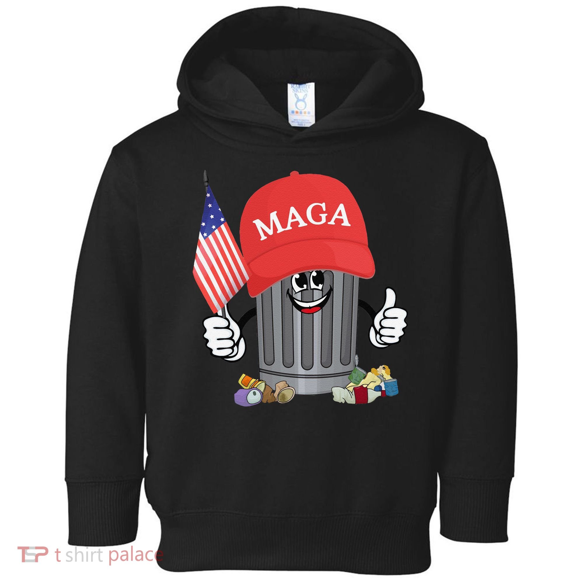 Proud Maga Garbage Trump Supporter Trash Can Cartoon Funny Gift Toddler Hoodie