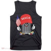 Proud Maga Garbage Trump Supporter Trash Can Cartoon Funny Gift Tank Top thumb 0