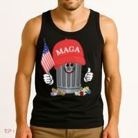 Proud Maga Garbage Trump Supporter Trash Can Cartoon Funny Gift Tank Top thumb 3