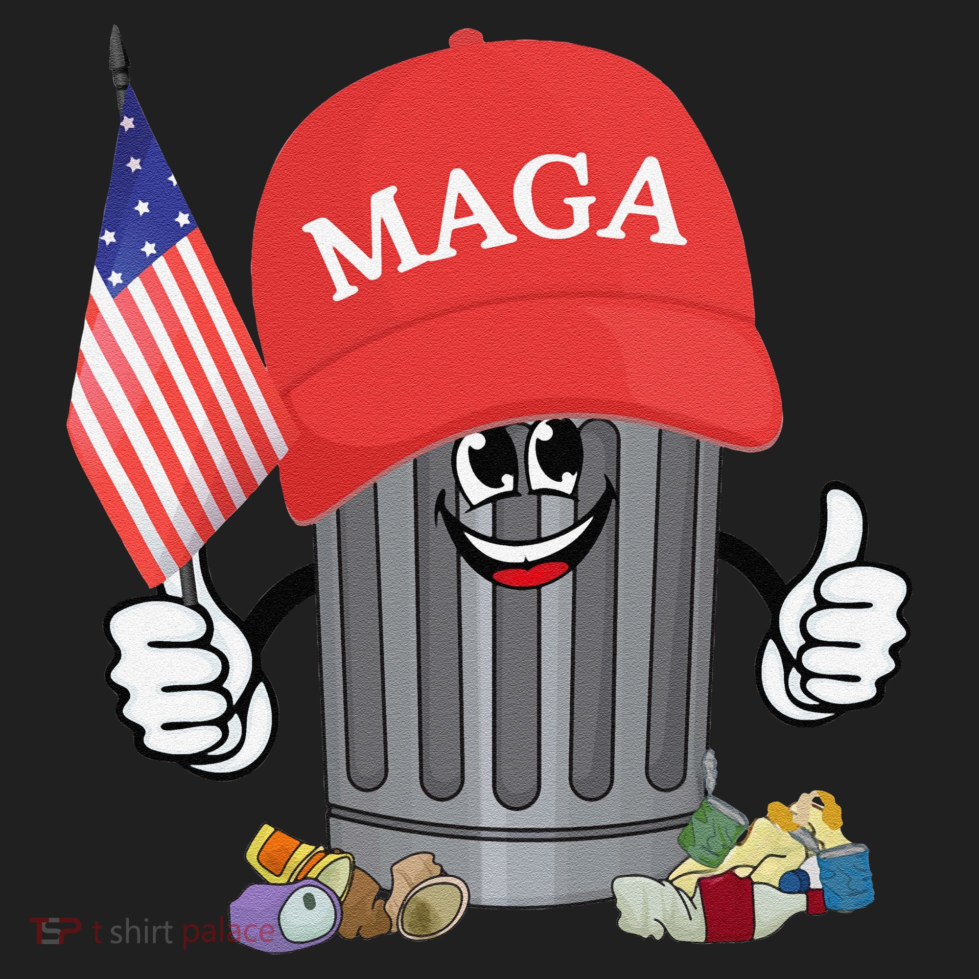Proud Maga Garbage Trump Supporter Trash Can Cartoon Funny Gift Golf Towel