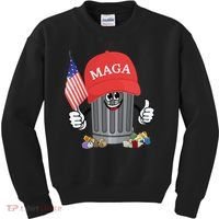 Proud Maga Garbage Trump Supporter Trash Can Cartoon Funny Gift Kids Sweatshirt thumb 0