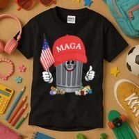 Proud Maga Garbage Trump Supporter Trash Can Cartoon Funny Gift Kids T-Shirt thumb 3