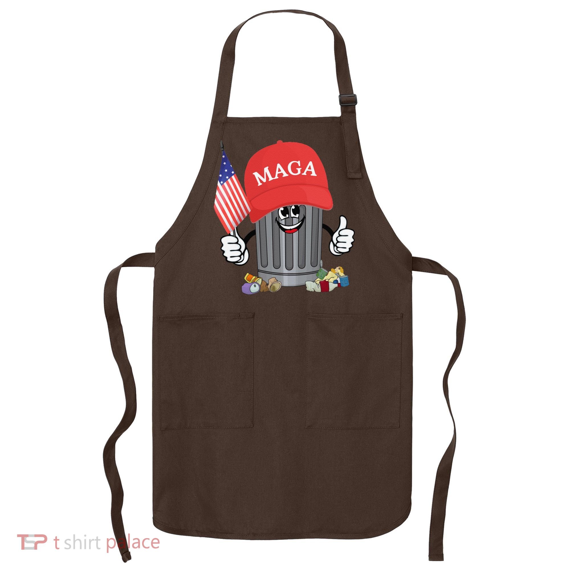 Proud Maga Garbage Trump Supporter Trash Can Cartoon Funny Gift Apron