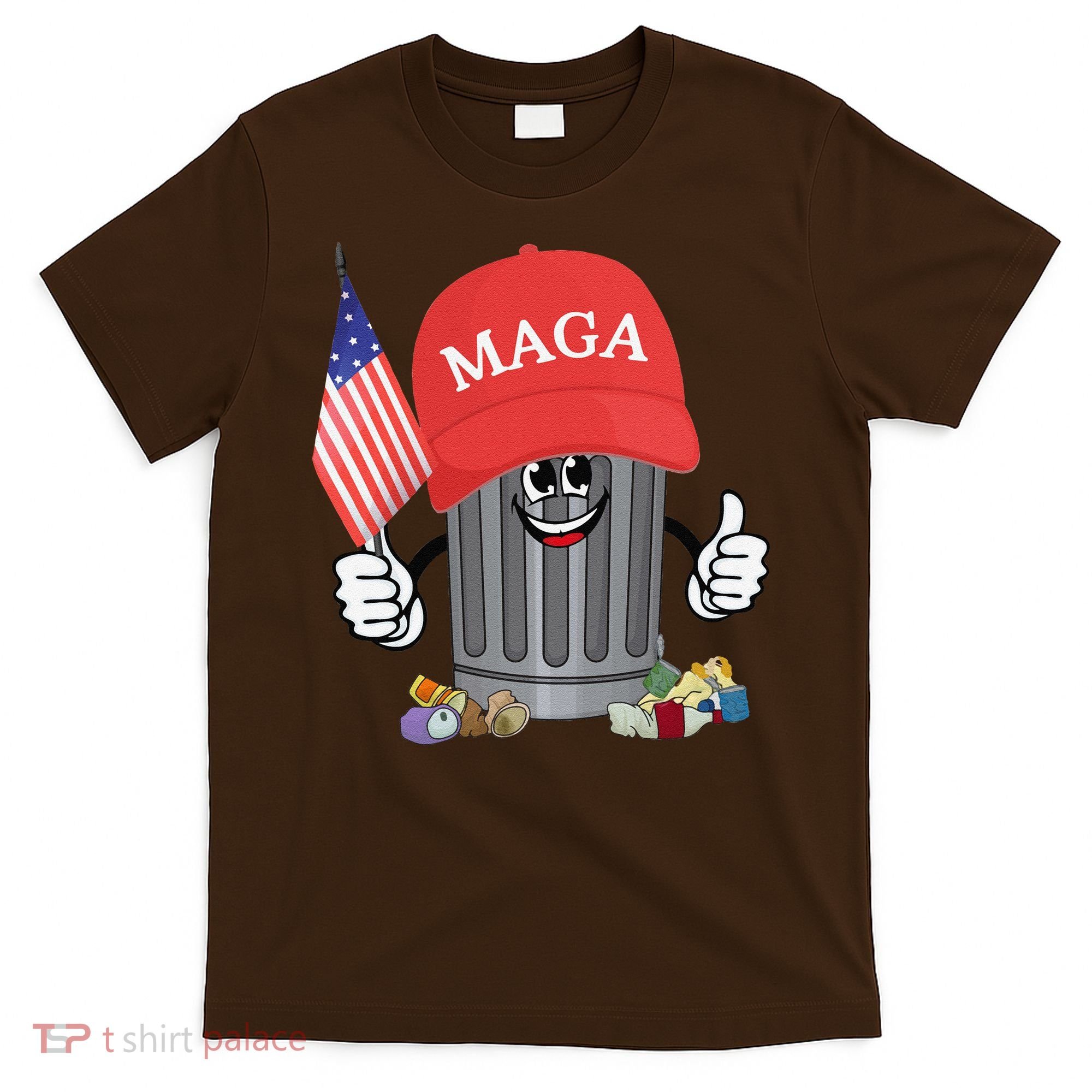 Proud Maga Garbage Trump Supporter Trash Can Cartoon Funny Gift T-Shirt