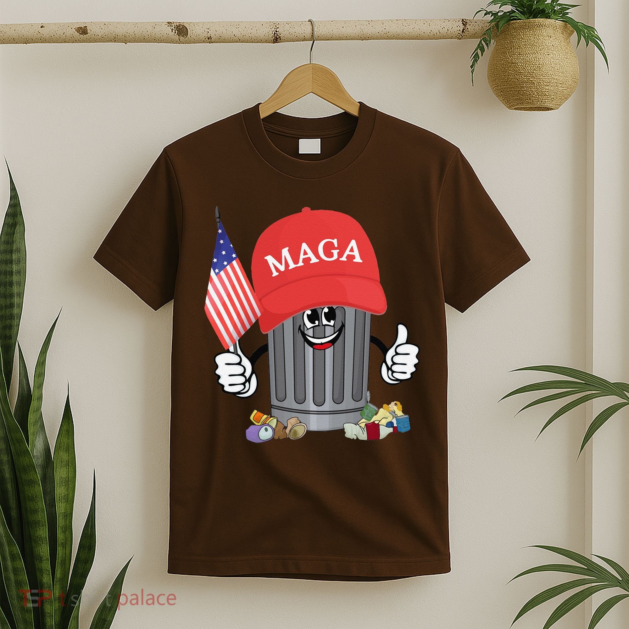 Proud Maga Garbage Trump Supporter Trash Can Cartoon Funny Gift T-Shirt