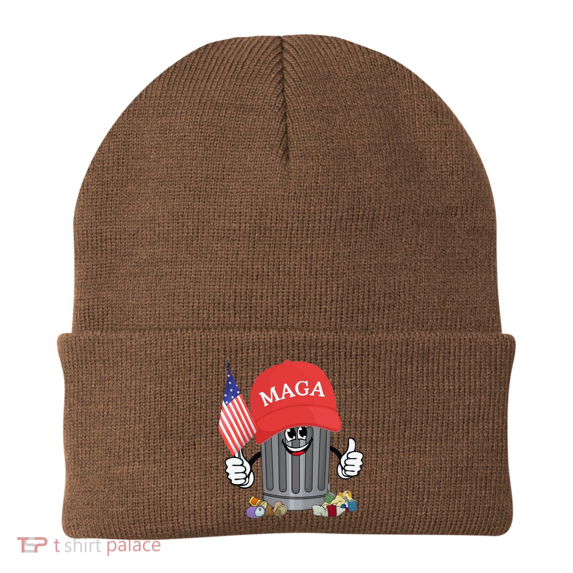 Proud Maga Garbage Trump Supporter Trash Can Cartoon Funny Gift Beanie