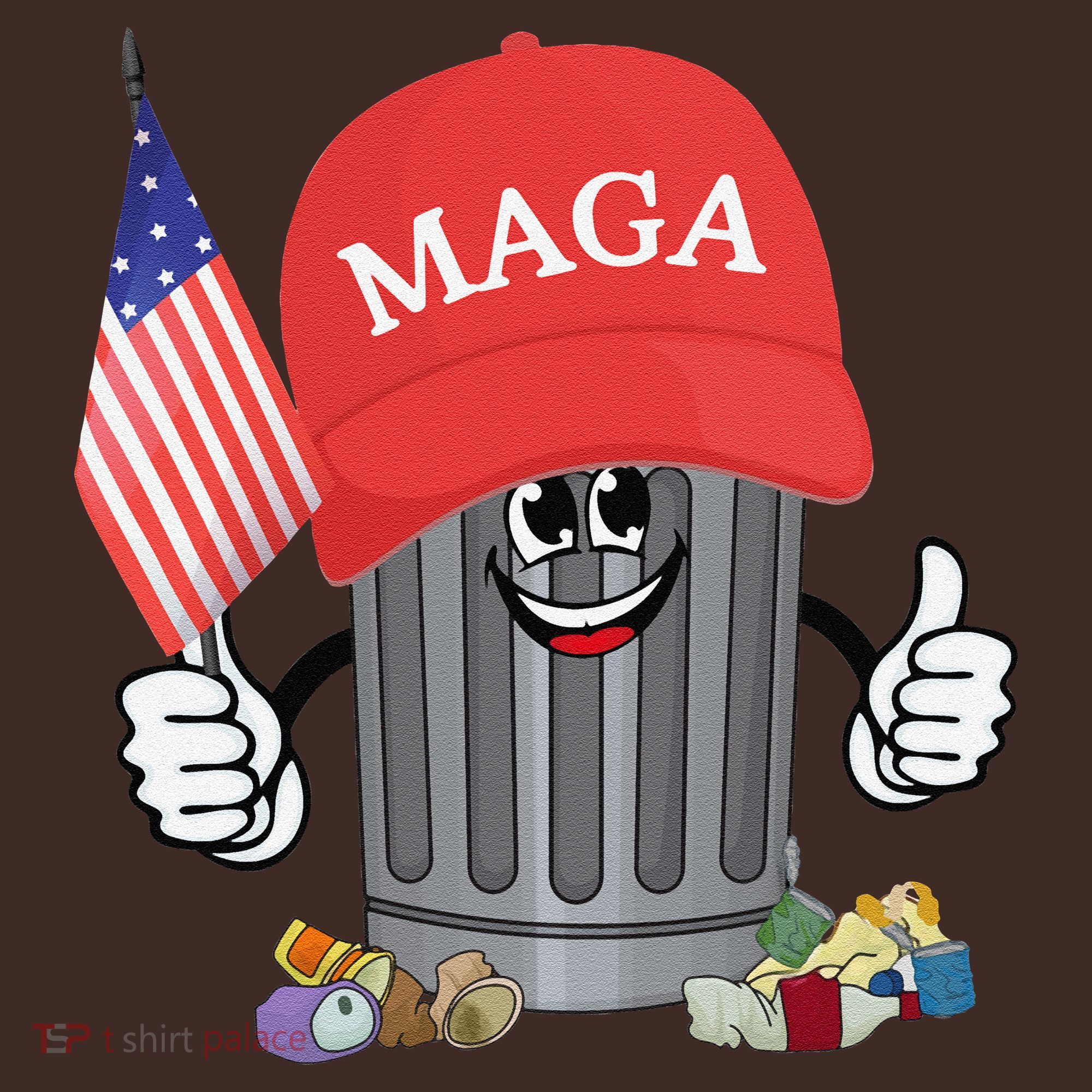 Proud Maga Garbage Trump Supporter Trash Can Cartoon Funny Gift Baby Bodysuit