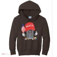 Proud Maga Garbage Trump Supporter Trash Can Cartoon Funny Gift Kids Hoodie thumb 0