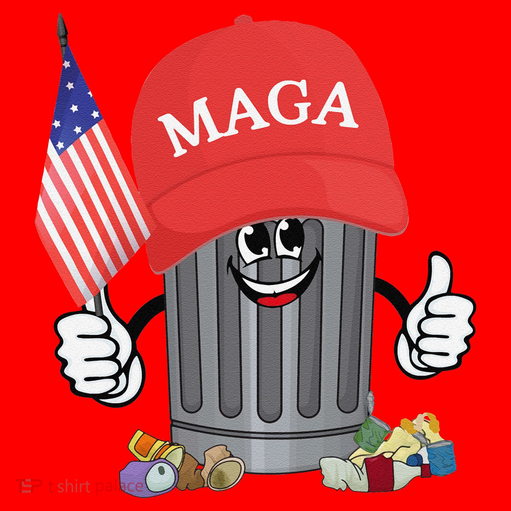 Proud Maga Garbage Trump Supporter Trash Can Cartoon Funny Gift Santa Hat