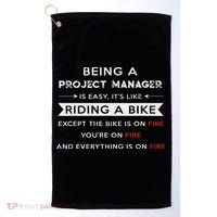 Project Manager Is Easy Funny Humor Golf Towel thumb 0