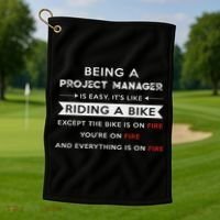 Project Manager Is Easy Funny Humor Golf Towel thumb 1