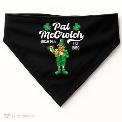 Pat Mccrotch Irish Pub Funny Leprechaun St Patricks Day USA-Made Doggie Bandana