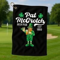 Pat Mccrotch Irish Pub Funny Leprechaun St Patricks Day Golf Towel thumb 1